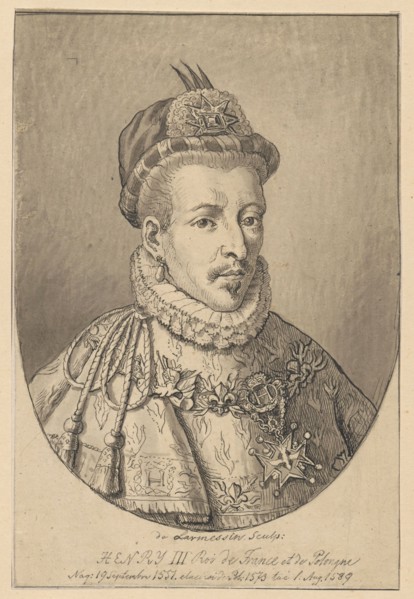 Portrait of King Henry of Valois, bust, after an engraving by Nicolas Larmessin, from Les augustes