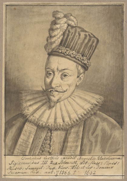 Portrait of King Sigismund III Vasa, after an engraving by Dominicus Custos from volume I of Atrium