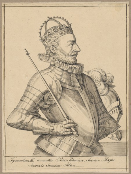 Portrait of King Sigismund III Vasa in Armour in Profile, by Alexander Lesser 1814–1884. Subject: