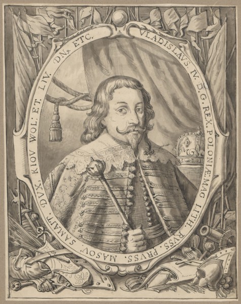 Oval portrait of King Wladyslaw IV Vasa, after an engraving, Aleksander Lesser 1814–1884