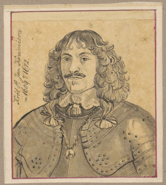 Portrait of John Casimir in armor, drawn by Alexander Lesser 1814–1884; subject: John Casimir King