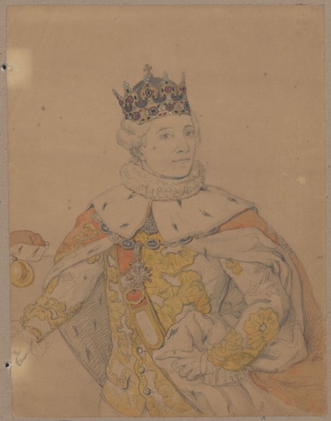 Portrait of Stanislaw August Poniatowski in coronation robes after a painting formerly located in
