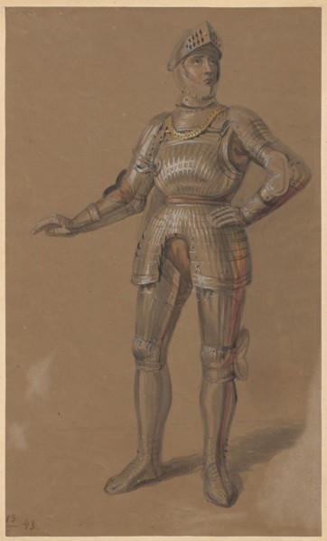 Man in Armour, Aleksander Lesser 1814–1884 draughtsman; subject: militaria/knightly armour; drawing
