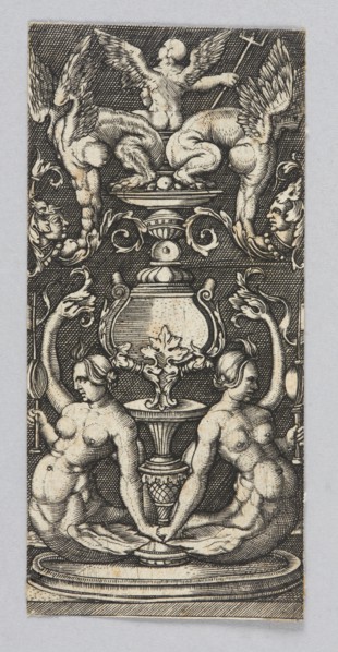Ornamental panel, Claesz. Allaert graphic artist, mermaids mythology, ornaments, Dzialynska,