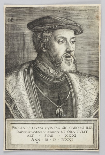 Portrait of Emperor Charles V, Beham, Barthel 1502-1540 author, Charles V Roman-German Emperor;
