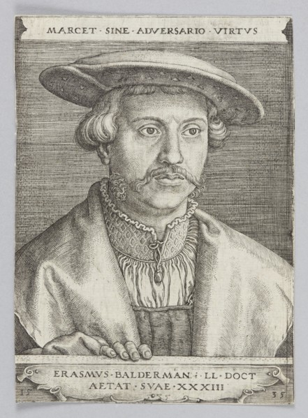 Portrait of Erasmus Baldermann, by Barthel Beham 1502–1540, graphic print, 1535 1st edition. German