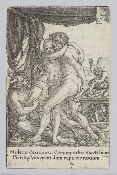 Hercules defending Hippodamia against centaurs, Aldegrever, Heinrich ca. 1502–1555/1561 graphic