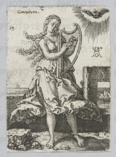 Gaudium, from the series: Allegorical Figures, Aldegrever, Heinrich ca. 1502–1555/1561 graphic