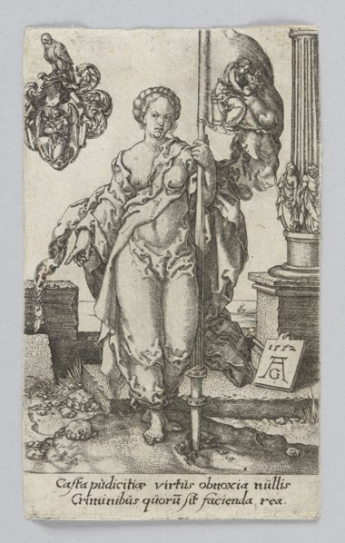 Purity, from the series Virtues and Vices; Heinrich Aldegrever ca. 1502–1555/1561, graphic artist;