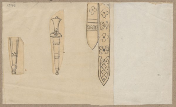 Daggers tulichy; Aleksander Lesser 1814–1884, author/illustrator; sketch on a sheet of paper glued