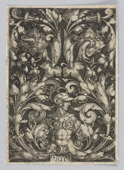 Vignette with a half-figure in armor; Heinrich Aldegrever ca. 1502–1555 aut. 1561 graphic artist;
