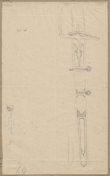 Broadsword recto and verso, Aleksander Lesser 1814–1884 draughtsman / author; gift; militaria;