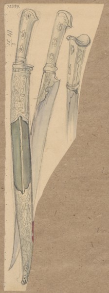 Yatagan; drawing; illustrator: Aleksander Lesser 1814–1884; dated 1841; medium: drawing on paper of