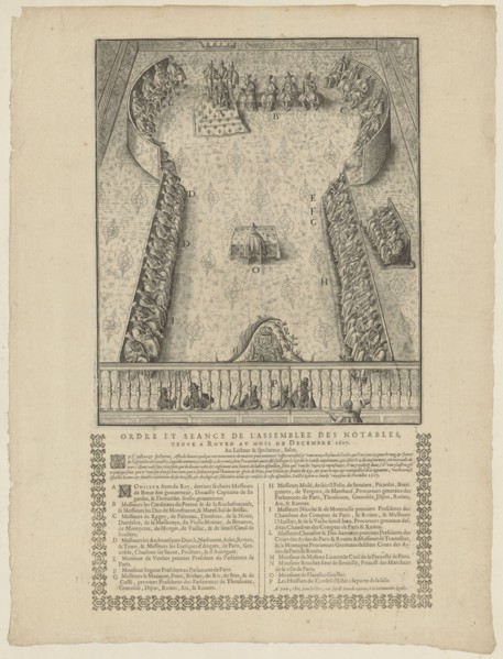 Assembly of Notables in Rouen in 1617, Jan Ziarnko 1575–1630 draughtsman/author; Jean Le Clerc