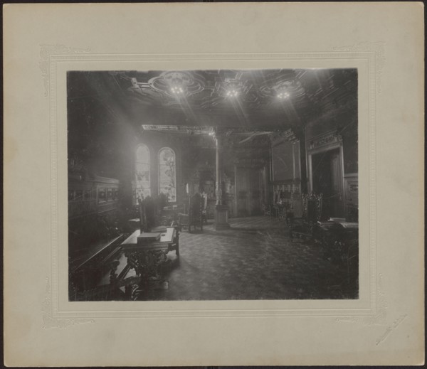 Lodz. Maurycy Poznanski Palace. Interior of a study in the Neo-Renaissance style, with a
