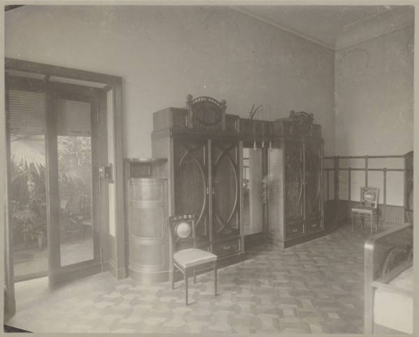 Lódz. Maurycy Poznanski's Palace . Interior of a bedroom, in the Art Nouveau style - view of the