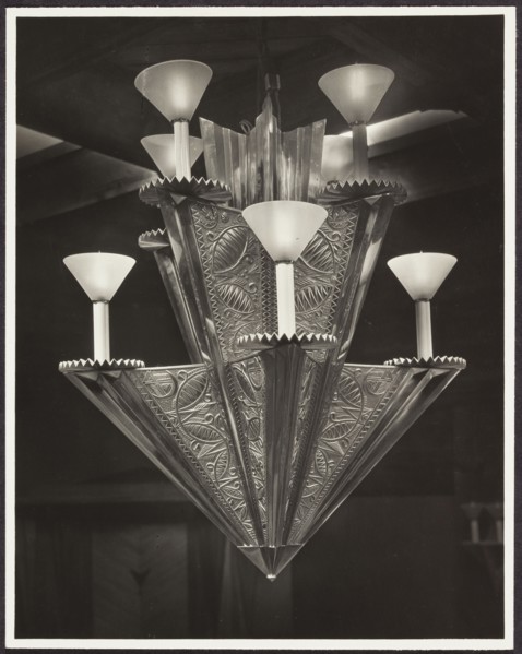Chandelier in the workroom, designed by Mieczyslaw Kotarbinski, at the International Exhibition of
