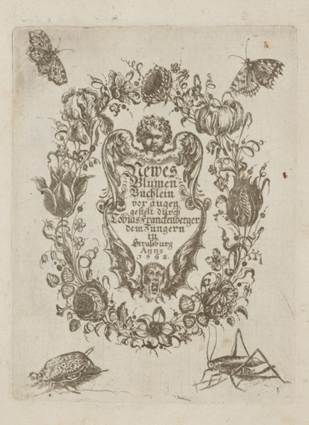 Frontispis, Tobias Frankenberger 1627–1664, engraver; German; frontispieces; flowers; Strasbourg,