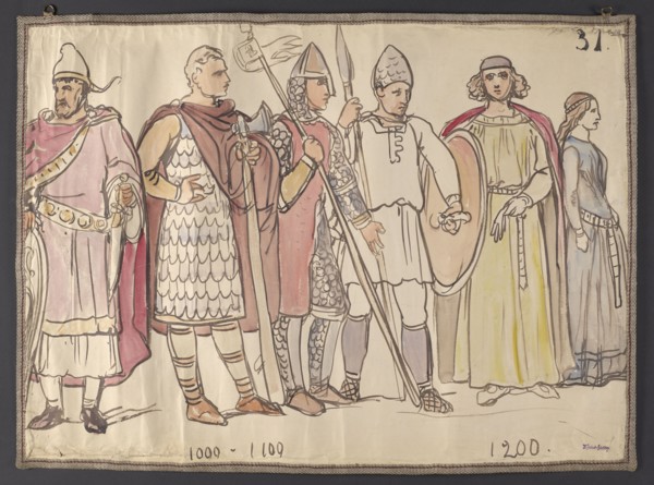 Men's and women's costumes from the 11th, 12th and 13th centuries; Gerson, Wojciech 1831–1901,
