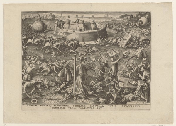 Courage Fortitudo, Galle, Philips 1537–1612 graphic artist/author, Cock, Hieronymus ca. 1510–1570