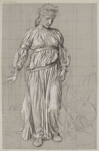 Saint Margaret with a Dragon, Hans Thoma 1839–1924, ca. 1907. Drawing, height 51 cm, width 33.3 cm.