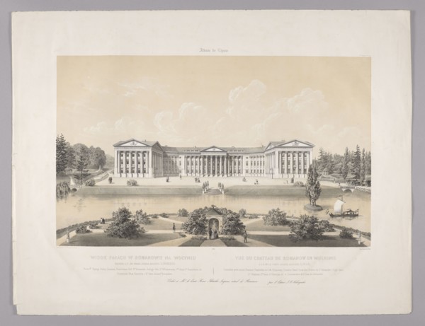 View of the palace in Romanów in Volhynia, lithograph after Józef August Ilinski by Charles Claude