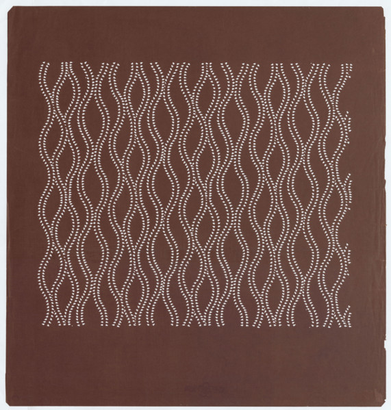 Ise katagami dyeing stencil - tatewaku with stylized wisteria flowers (fuji tatewaku), Ôsugi,