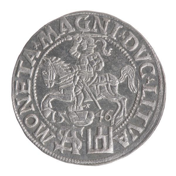 Lithuanian grosz on a Polish foot, Sigismund II Augustus (King of Poland; 1544–1572). Obverse: