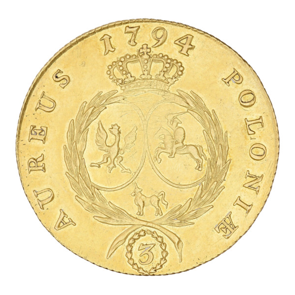 Triple Crown ducat of Stanislaw August Poniatowski (King of Poland, reign 1764–1795; lifespan