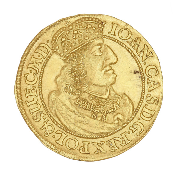 Gdansk ducat, Lesse, Daniel (1656–1685); John II Casimir Vasa (King of Poland, 1648–1668). Obverse:
