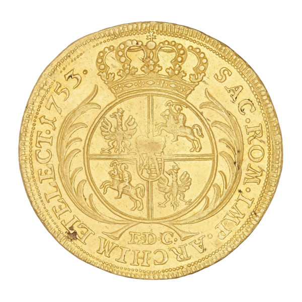 Crown double-ducat, 1753. Maker: Ernest Dietrich Croll (fl. 1753–1763). Issued for August III Sas