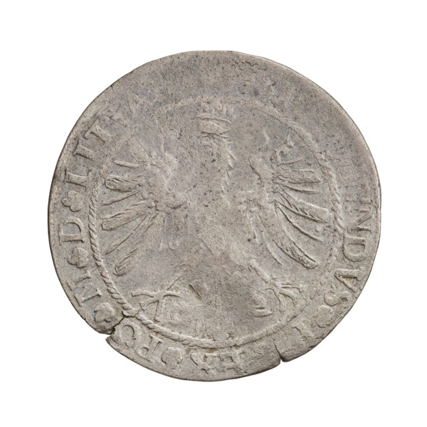 Lithuanian grosz, Sigismund I the Old (king of Poland; 1506–1548). Obverse: Polish crowned eagle,