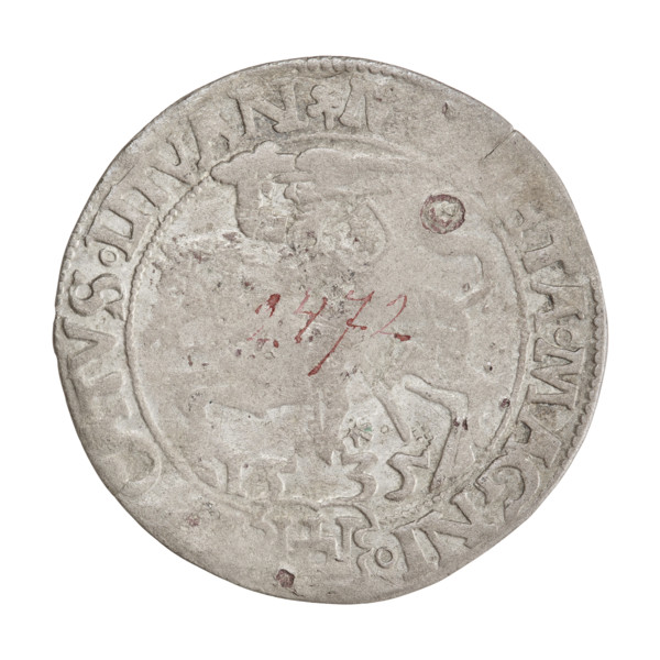 Lithuanian grosz, Sigismund I the Old (king of Poland; 1506–1548). Obverse: Polish crowned Eagle;
