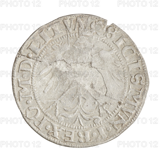 Lithuanian grosz, Sigismund I the Old (King of Poland; 1506–1548). Obverse: Crowned Polish Eagle;