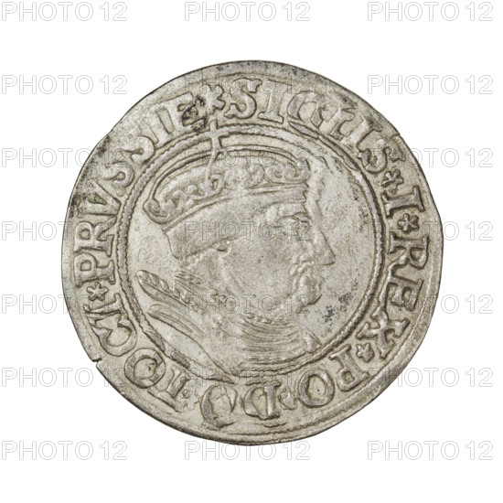 Prussian grosz of 1534 depicting Sigismund I the Old (King of Poland, 1506–1548). Obverse: crowned