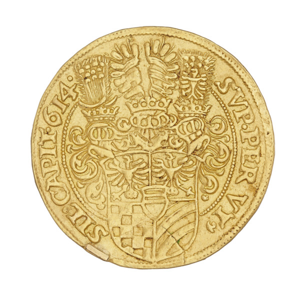 2 ducats, Charles II (Duke of Ziebice-Olesnica; 1587–1617). Obverse: male bust in armour with a