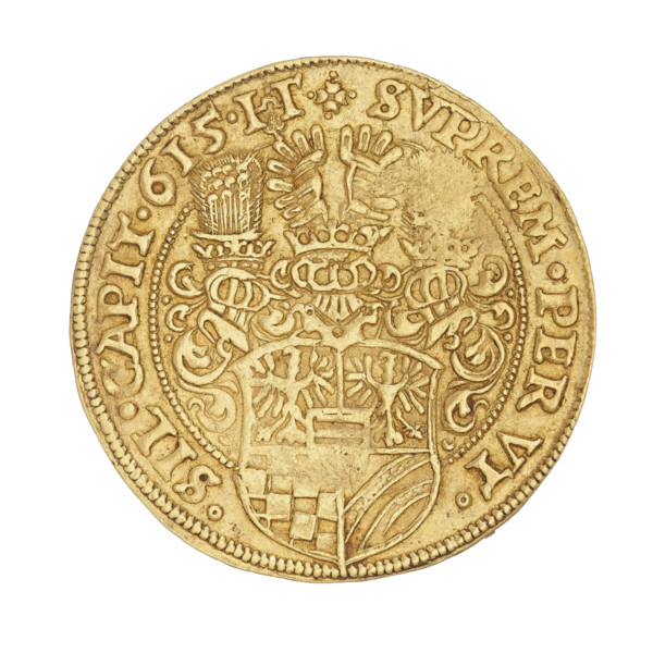 2 ducats, Charles II (Duke of Ziebice-Olesnica; 1587–1617). Obverse: male bust in armour with a