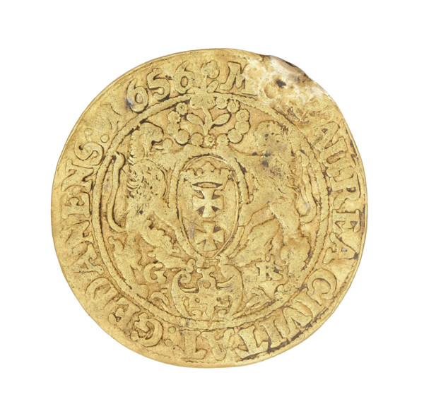 Gdansk ducat, Lesse, Daniel (1656-1685); John II Casimir Vasa (King of Poland; reigned 1648–1668).