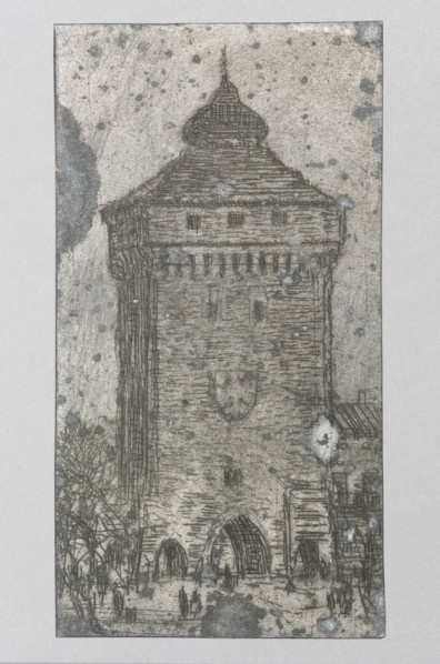 Florian's Gate in Kraków; Feliks Jablczynski (1865–1928), graphic artist; Polish graphics; ca.