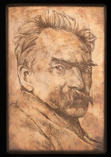 Portrait of Józef Pilsudski, Lopienski, Ignacy (1865–1941), graphic artist; Pilsudski, Józef