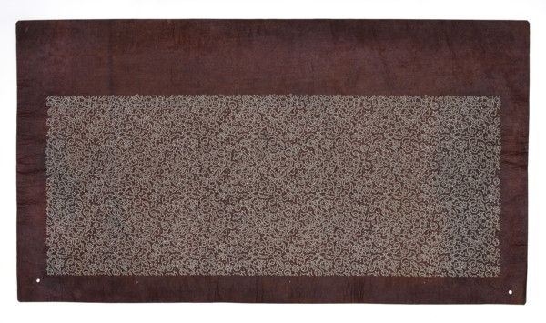 Katagami dyeing stencil, komon type; pattern of small motifs of the symbolic 'eight treasures'