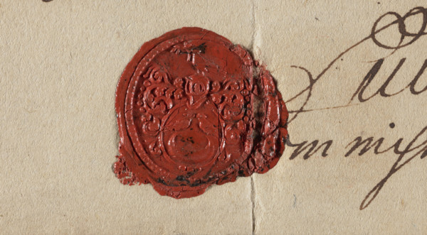Bill of exchange handwritten by Ludwik Ruppert with a wax seal and signature. Text (translated