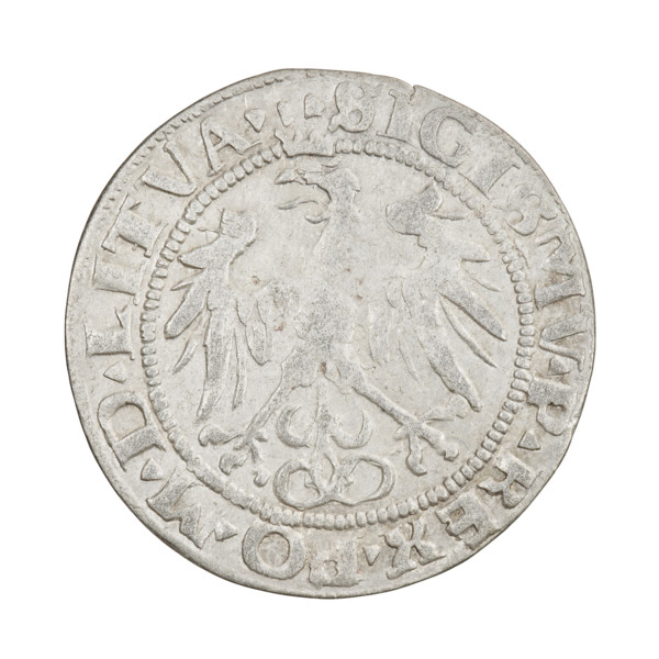 Lithuanian grosz, Sigismund I the Old (King of Poland; 1506–1548), R3 (rarity). Obverse: crowned