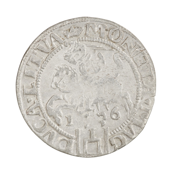 Lithuanian grosz, Sigismund I the Old (King of Poland; 1506–1548), R3 (rarity). Obverse: Polish