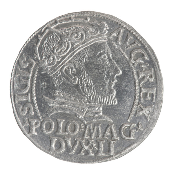 Lithuanian grosz on a Polish foot, Sigismund II Augustus (King of Poland; 1544–1572). Obverse:
