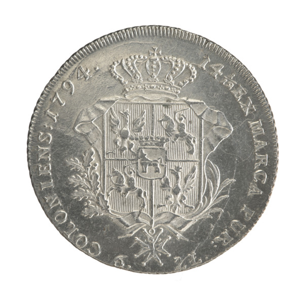 Crown thaler, Stanislaw August Poniatowski (King of Poland; 1732–1798). Obverse: Head of Stanislaw
