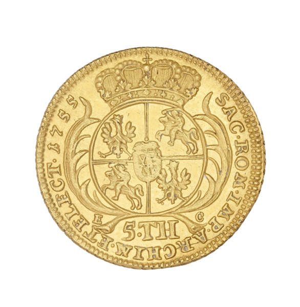 Crown Augustus; maker: Ernest Dietrich Croll (fl. 1753–1763); subject: Augustus III Sachsen (King