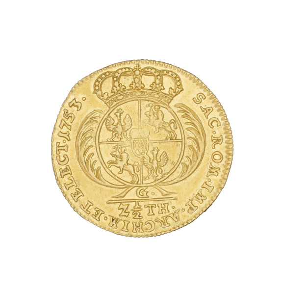 Crown Half-Augustusdor, Augustus III Saxony (King of Poland; 1733–1763), Goedecke, Johan Georg