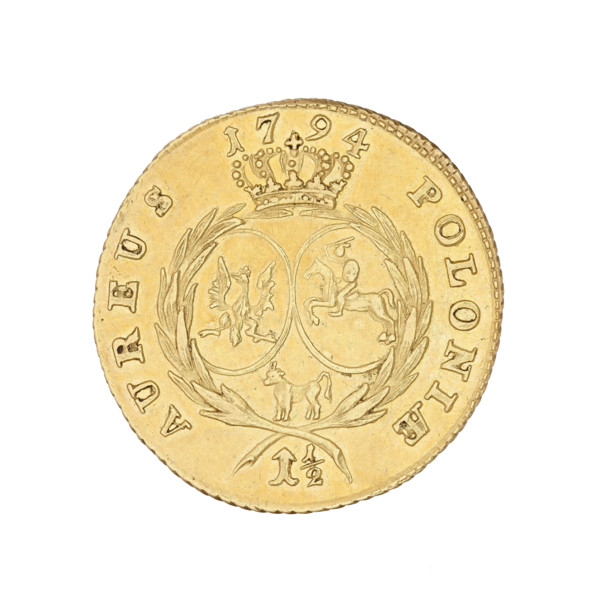 One and a half Crown ducats, Stanislaw August Poniatowski (King of Poland; r. 1764–1795), 1794.