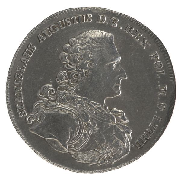 Crown thaler, Sylm, Fryderyk (1765–1767). Obverse: Bust of Stanislaw August Poniatowski in armour